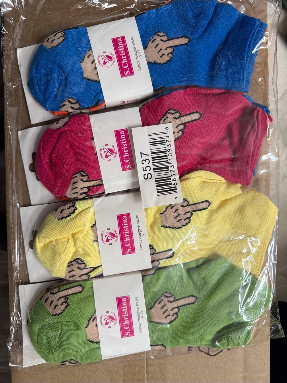 Christina Kids No-Show Socks - Blue, Pink, Yellow, Green (4 Pack)